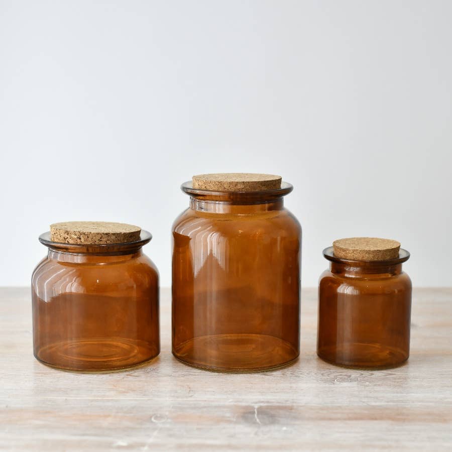 Painted Glass Storage Jar with Cork Lid, 10cm