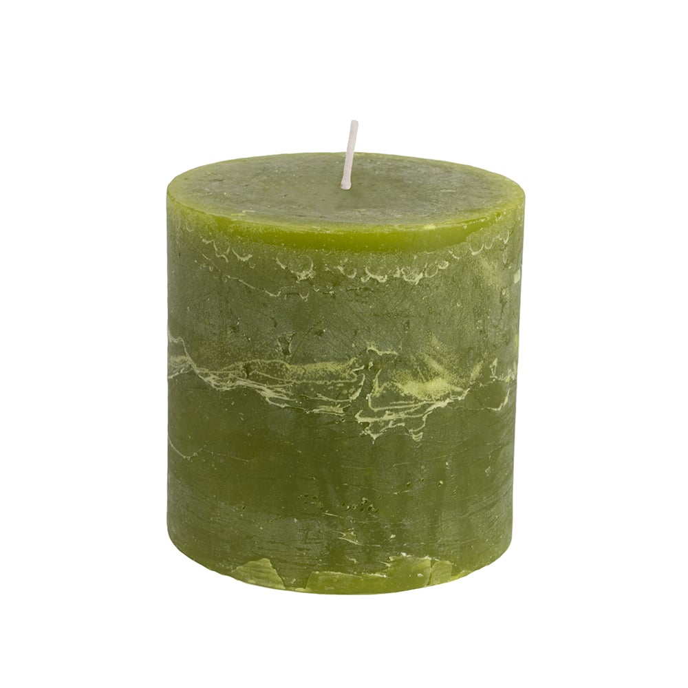 Rustic Pillar Candle ~ Fern Green
