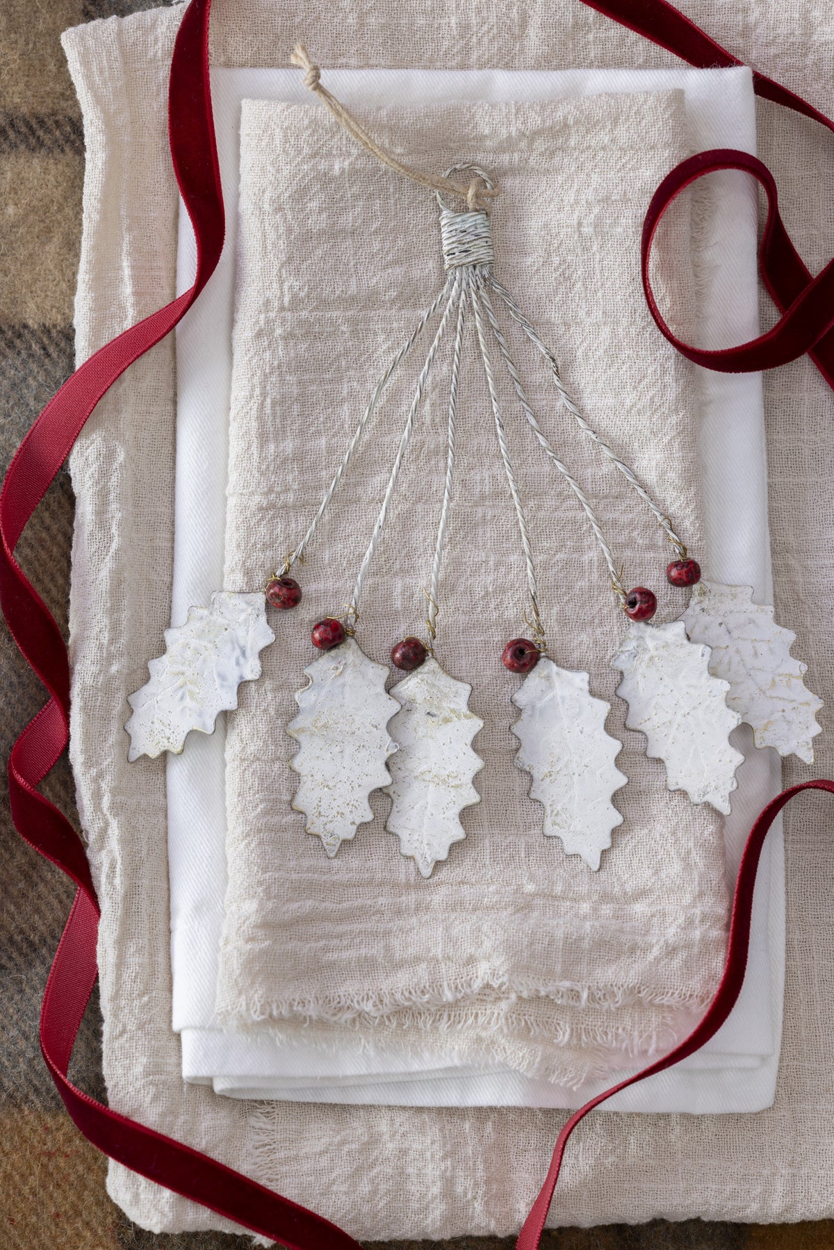 White Holly Bunch Hanging Decoration