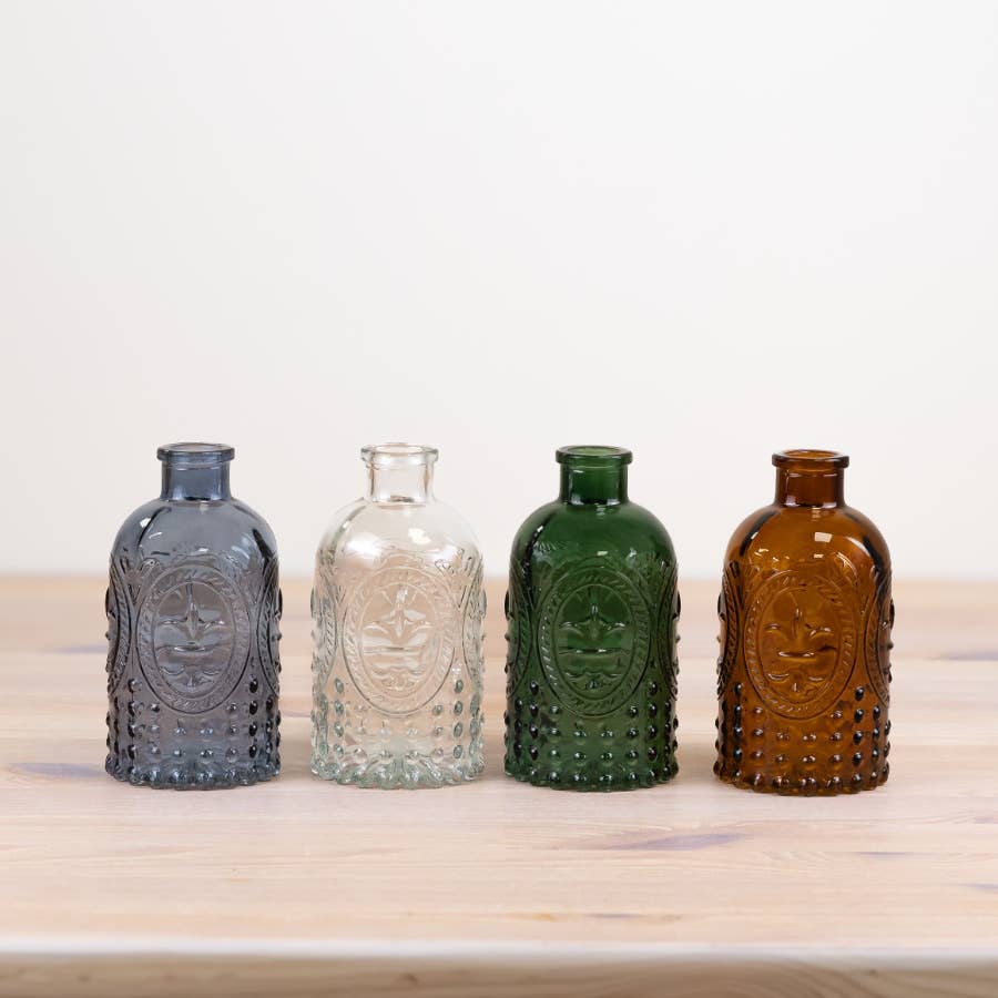 Fleur De Lis Bottle in Green, 12.5cm
