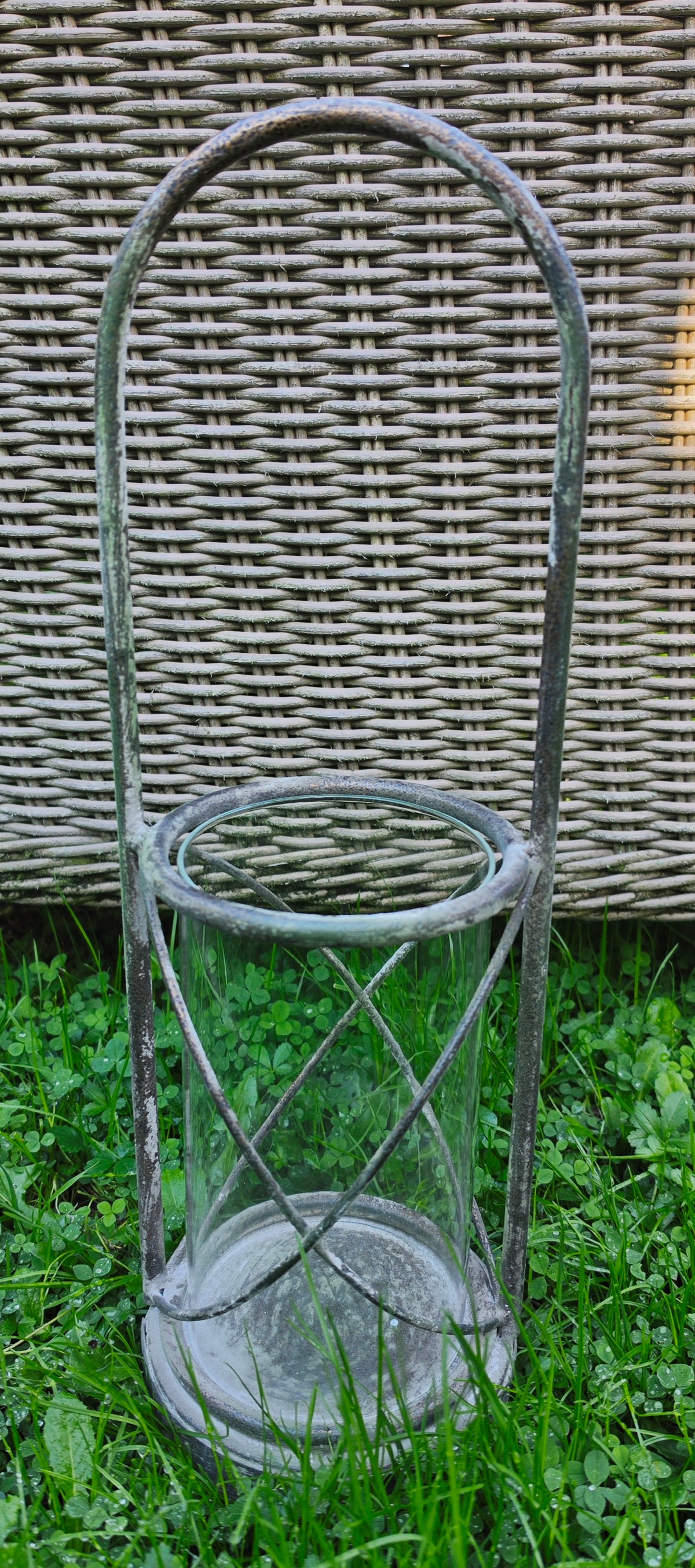Large Hurricane Lamp with Handle