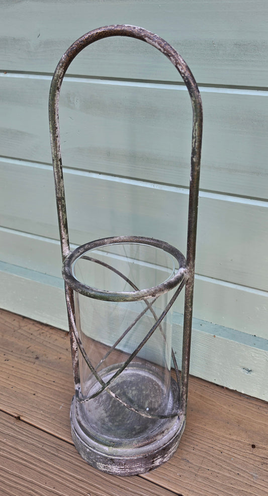 Large Hurricane Lamp with Handle
