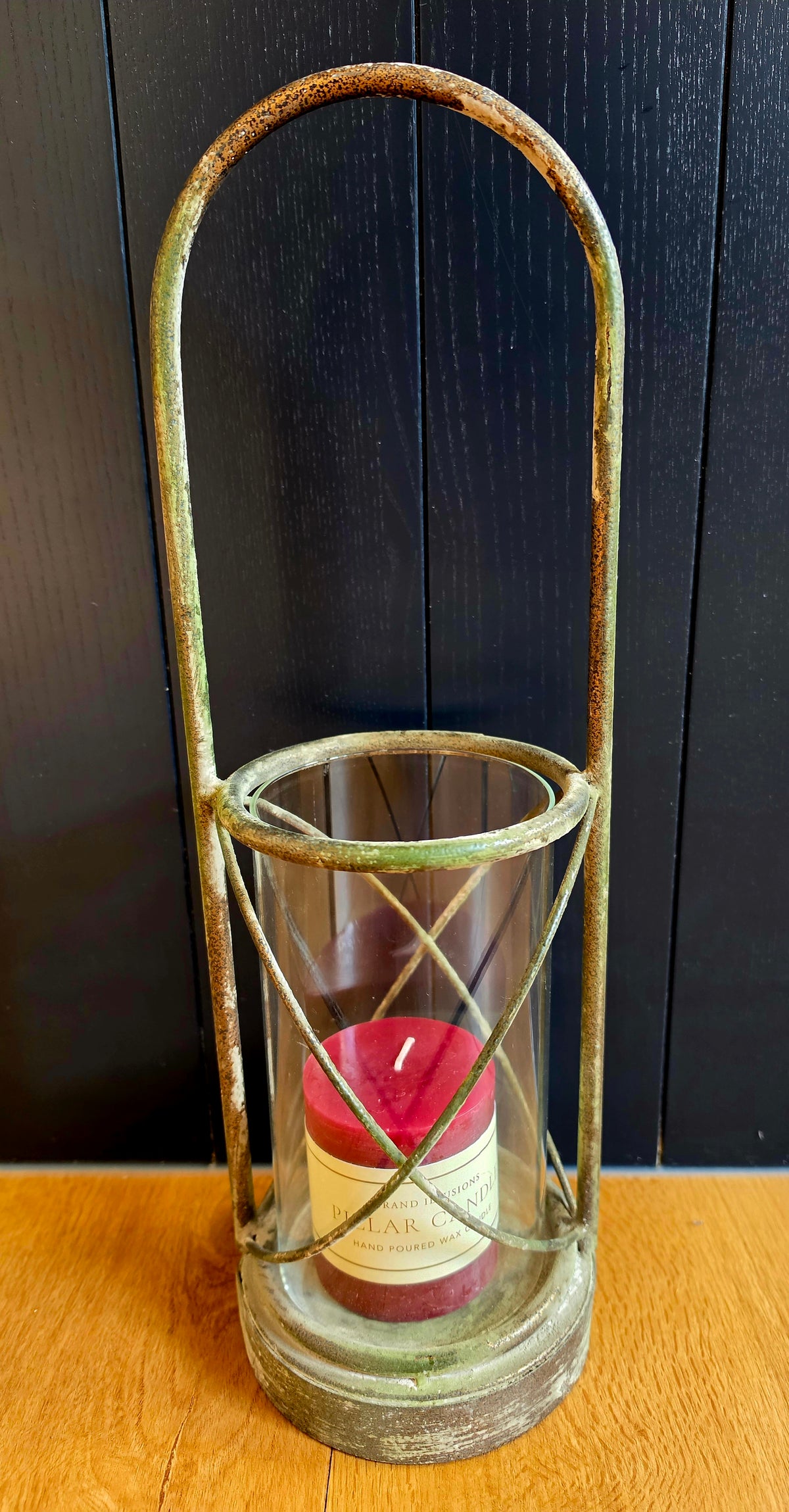 Large Hurricane Lamp with Handle