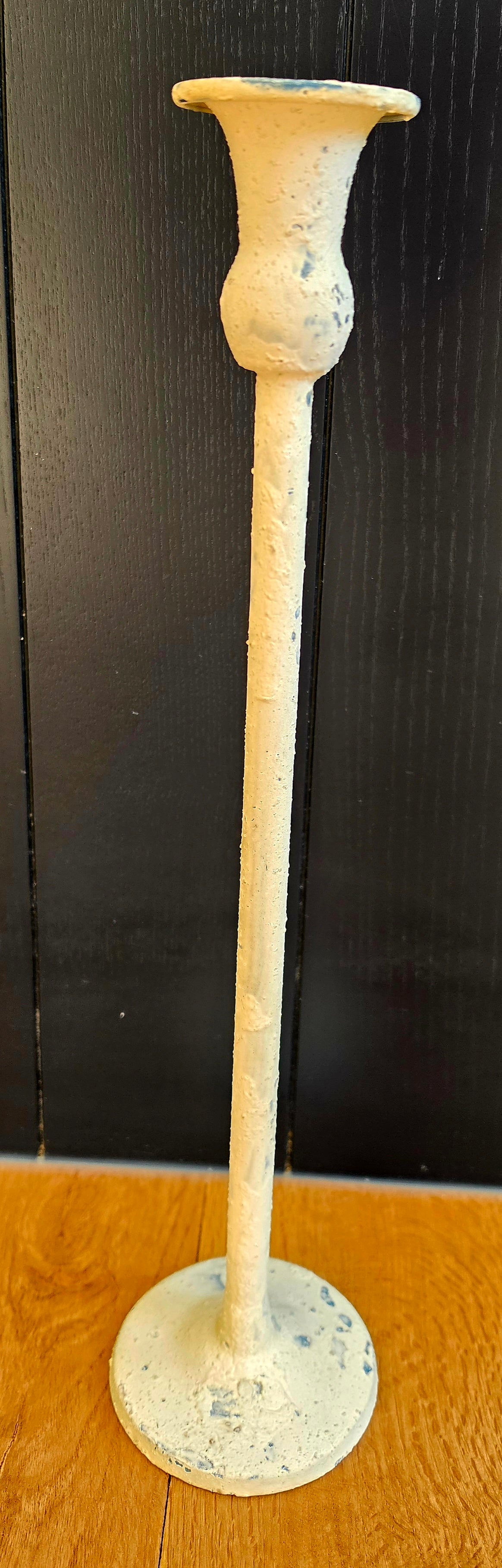 Tall Antique White Candle Holder