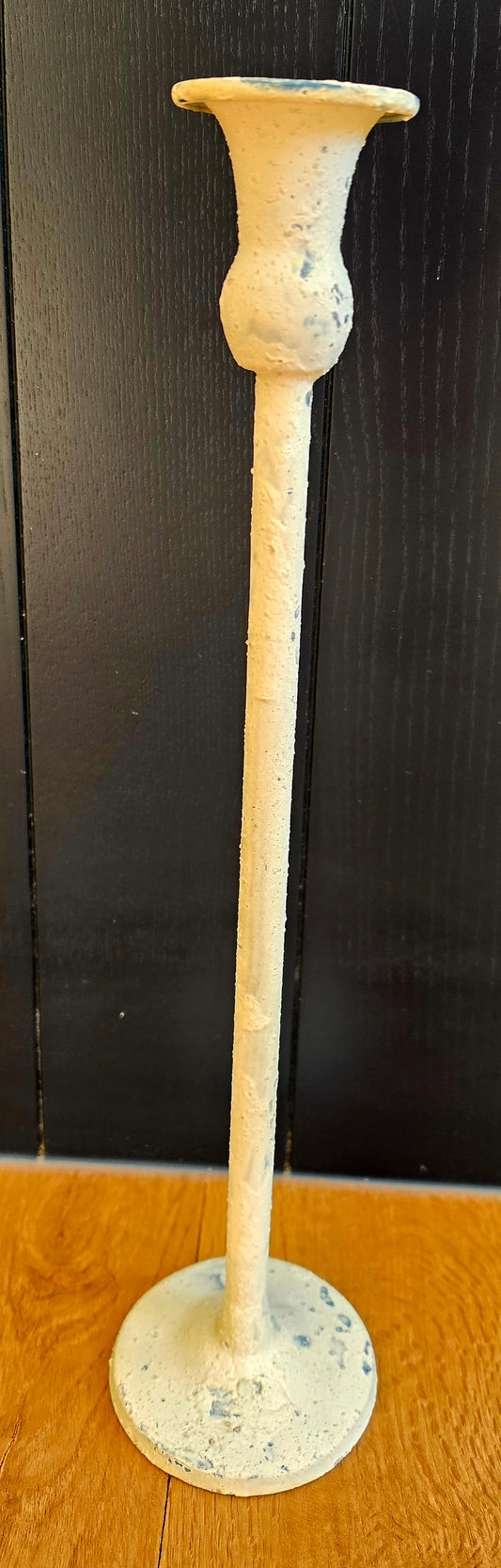 Tall Antique White Candle Holder