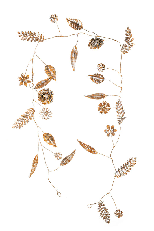 Bronze and White Flower and Leaf Garland