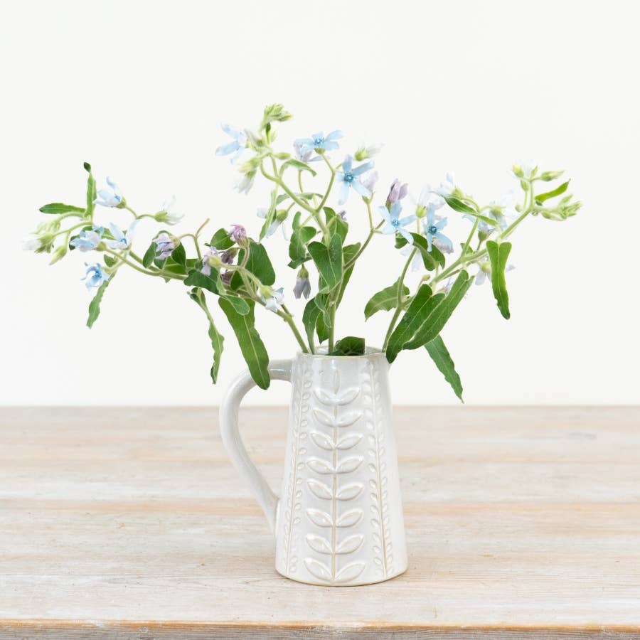 Embossed Leaf Porcelain Jug, 17cm