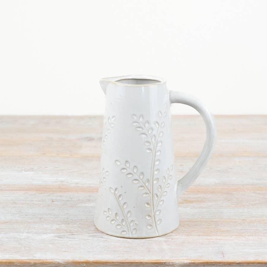 Embossed Leaf Porcelain Jug, 17cm
