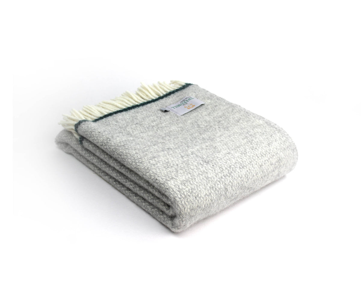 Illusion Grey & Green Stripe Pure New Wool Throw