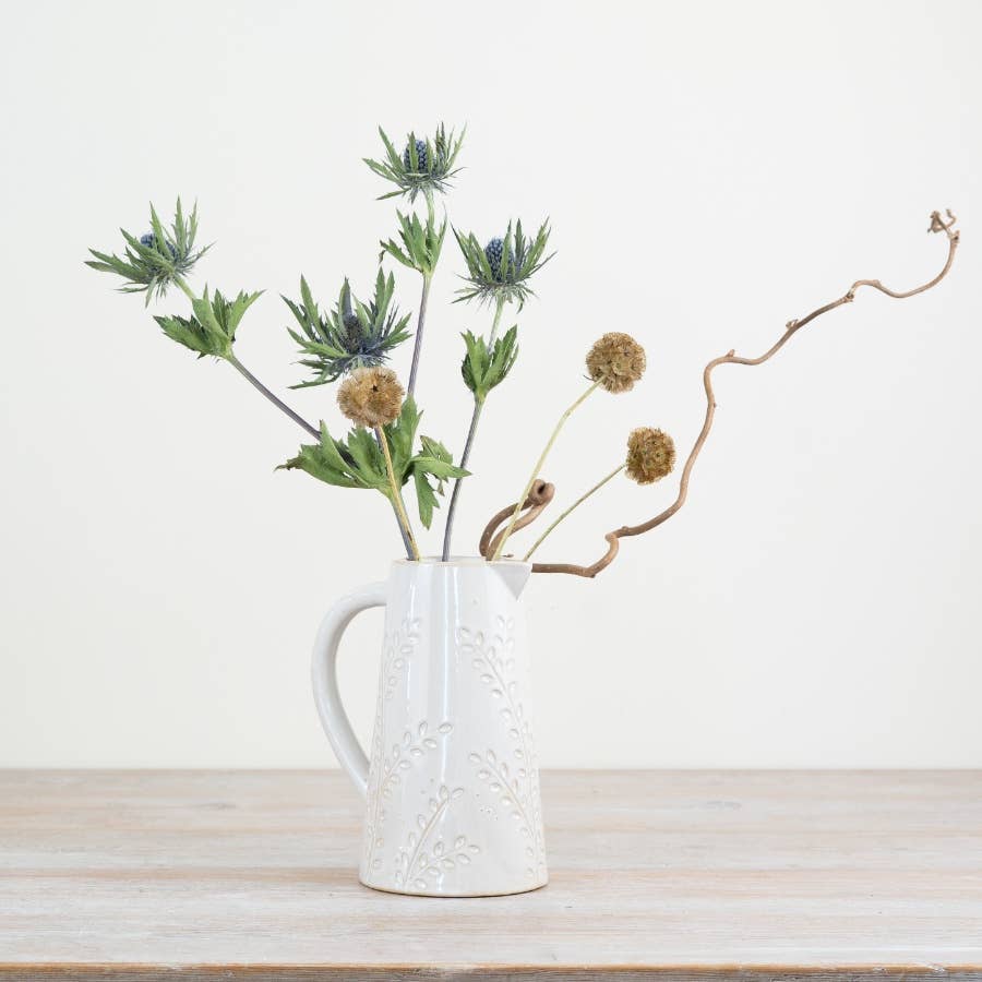 Embossed Leaf Porcelain Jug, 17cm