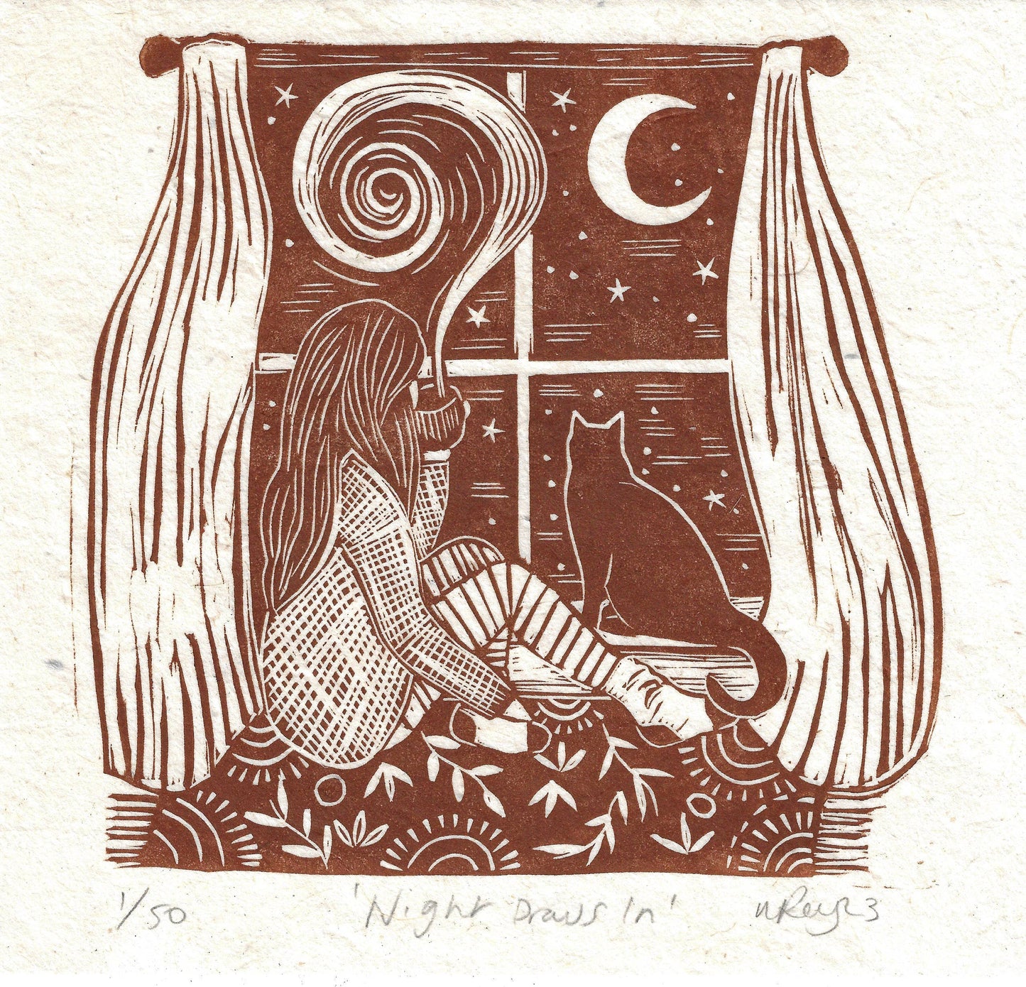 Cosy Home with Cat and Moon