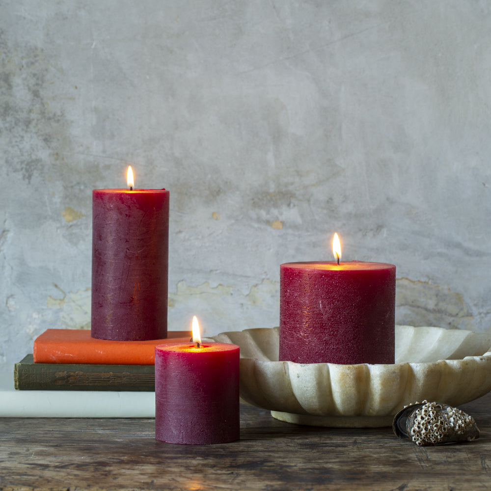 Rustic Pillar Candle ~ Plum