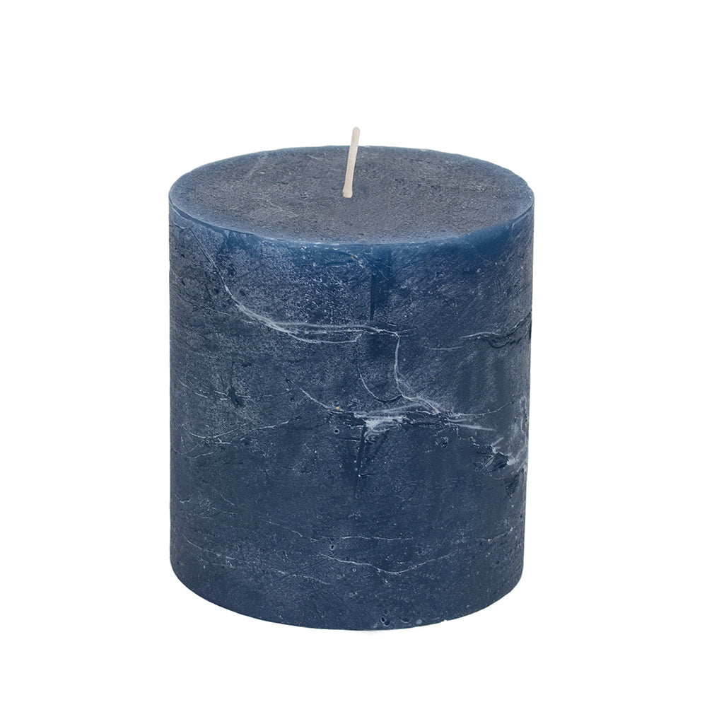 Rustic Pillar Candle ~ Inky Blue