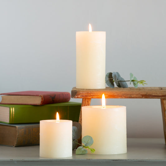 Rustic Pillar Candle ~ Ivory