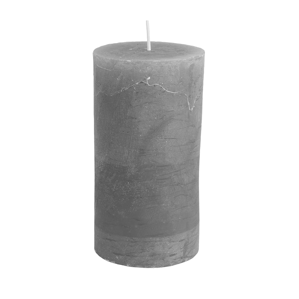 Rustic Pillar Candle ~ Light Grey