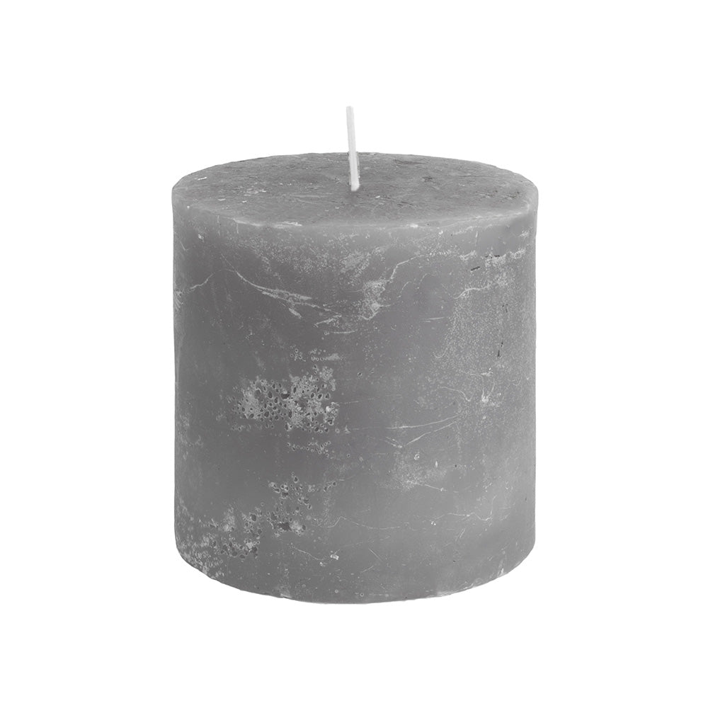 Rustic Pillar Candle ~ Light Grey