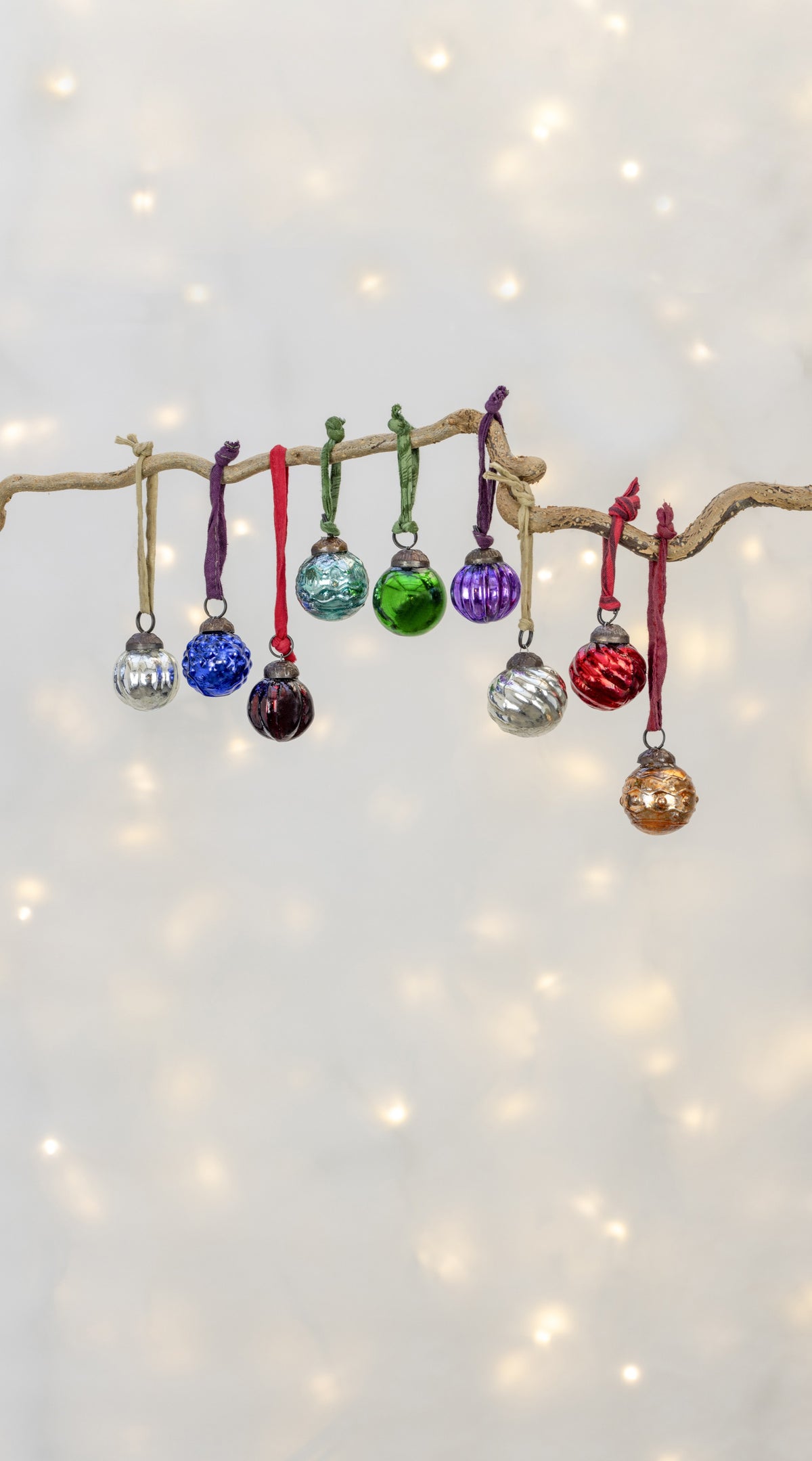 Mini Jewel-Coloured Baubles with Sari Loops