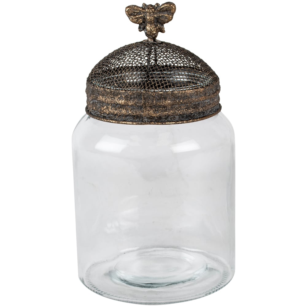 Glass Jar with Mesh Lid & Bee Detail