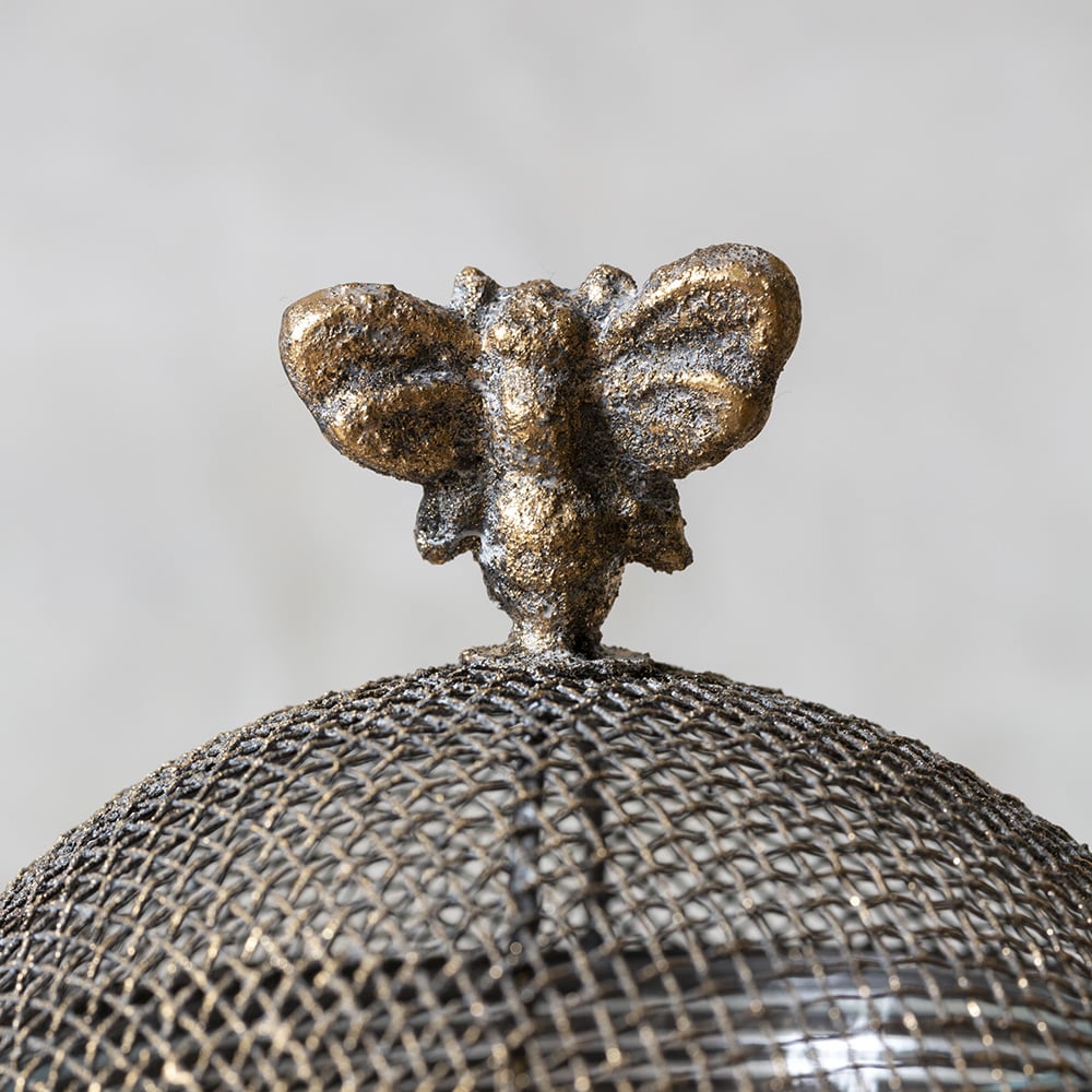 Glass Jar with Mesh Lid & Bee Detail