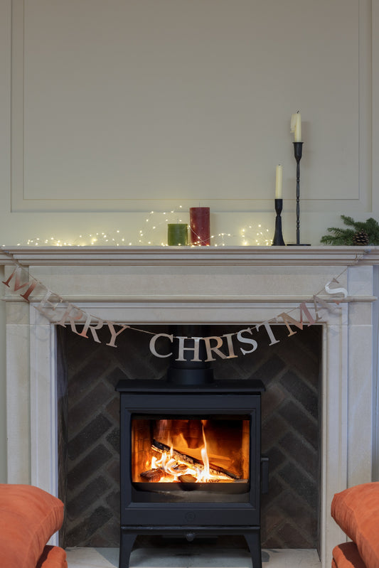 Antique Silver Merry Christmas Garland