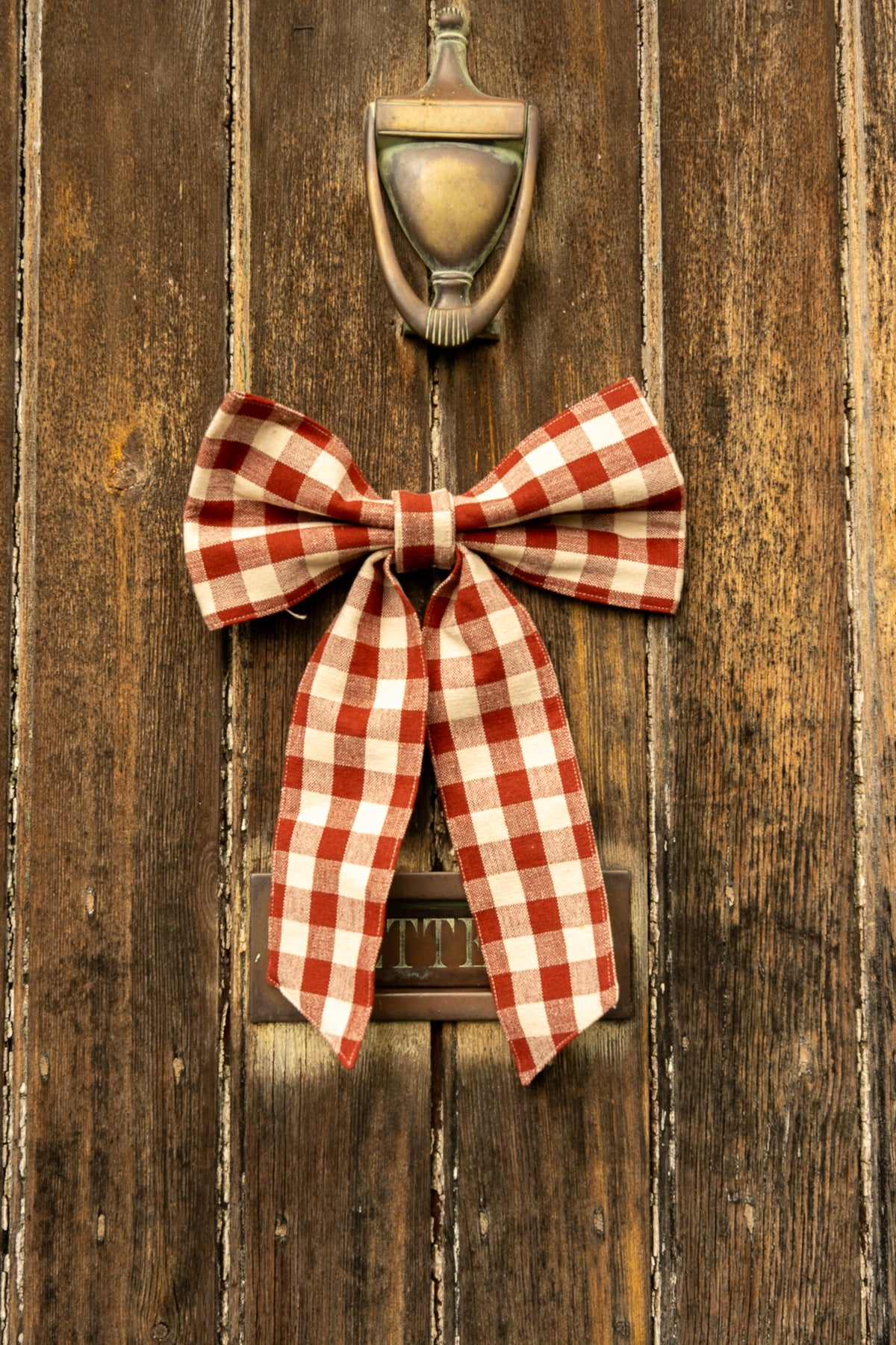 Small Gingham Christmas Bow ~ Winter Berry