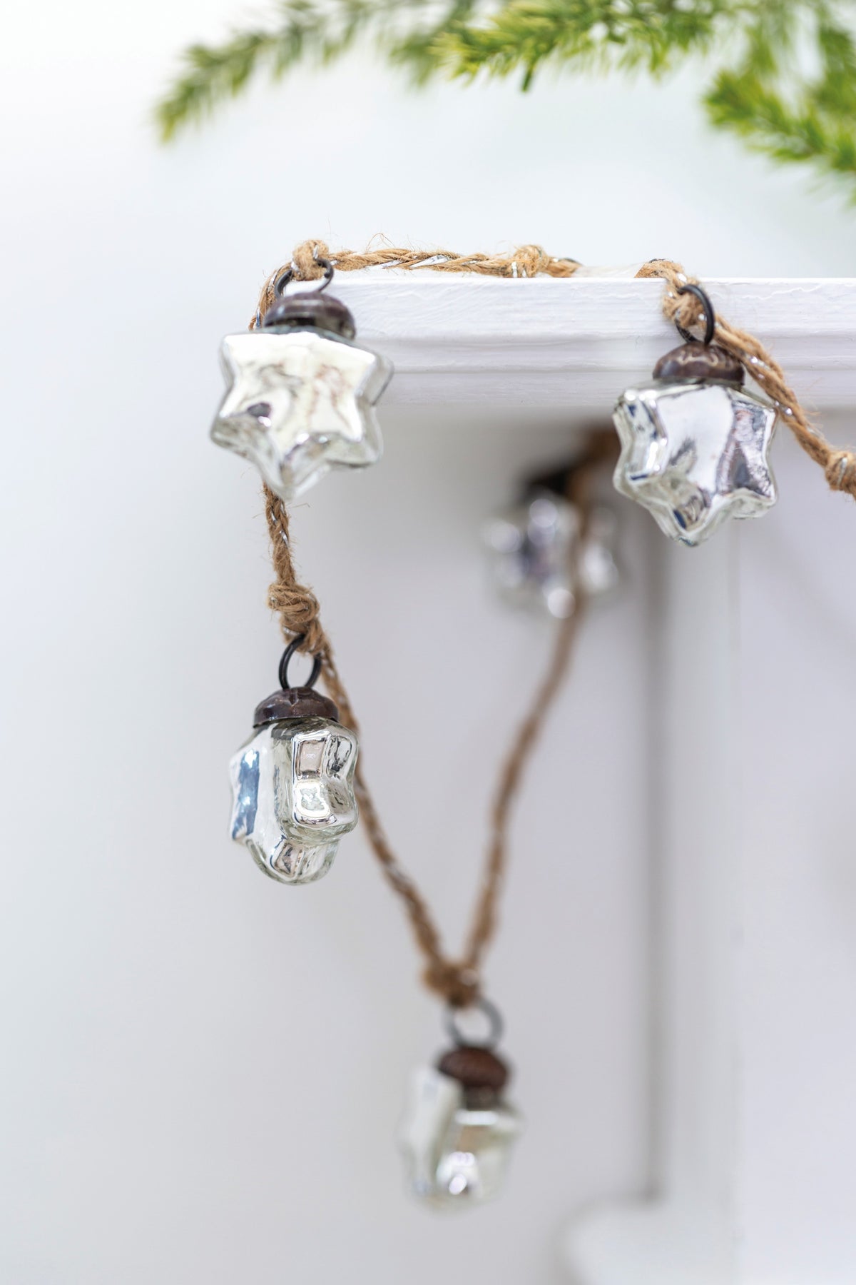 Silver Star Garland on Jute Rope