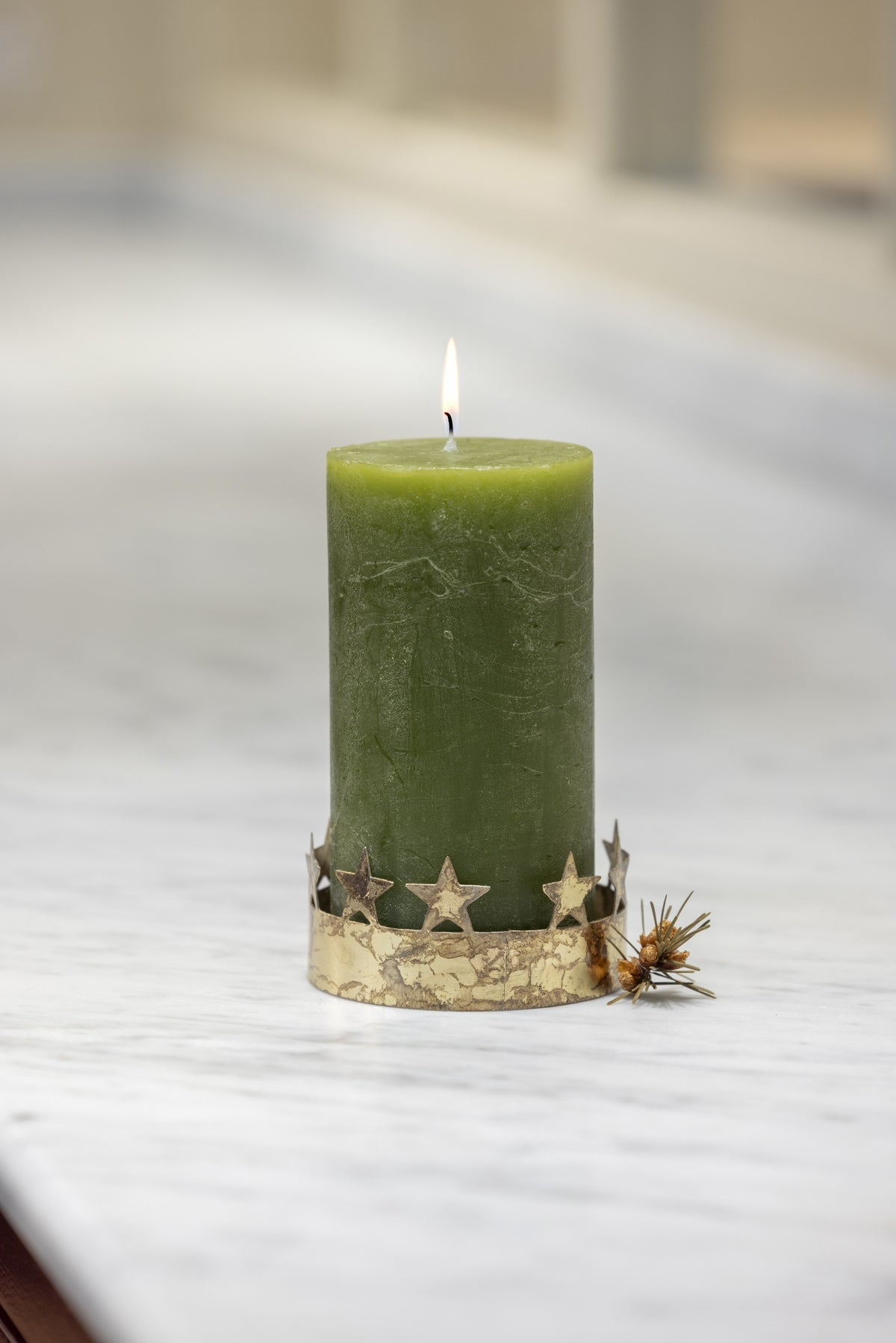 Antique Gold Star Pillar Candle Holder