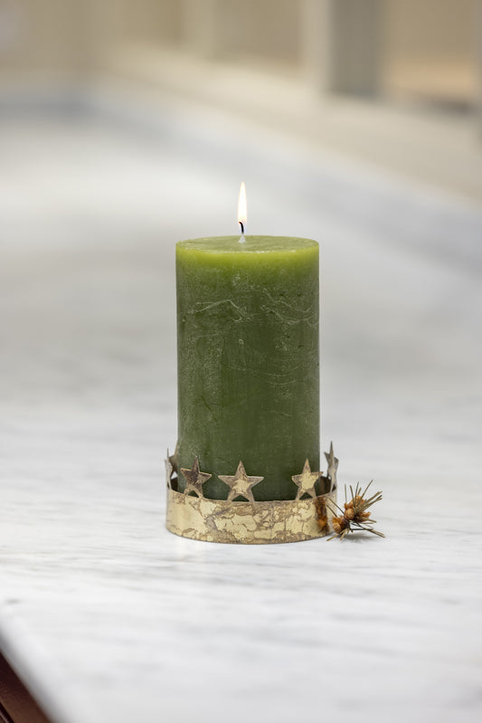 Antique Gold Star Pillar Candle Holder