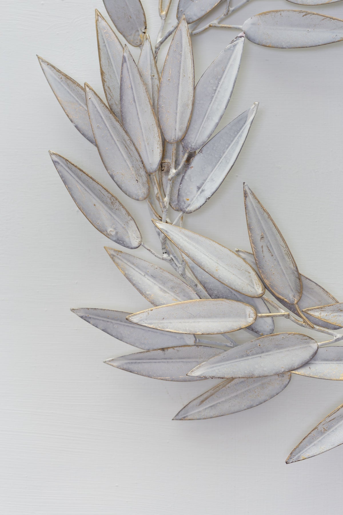 Vintage White Metal Leaf Wreath