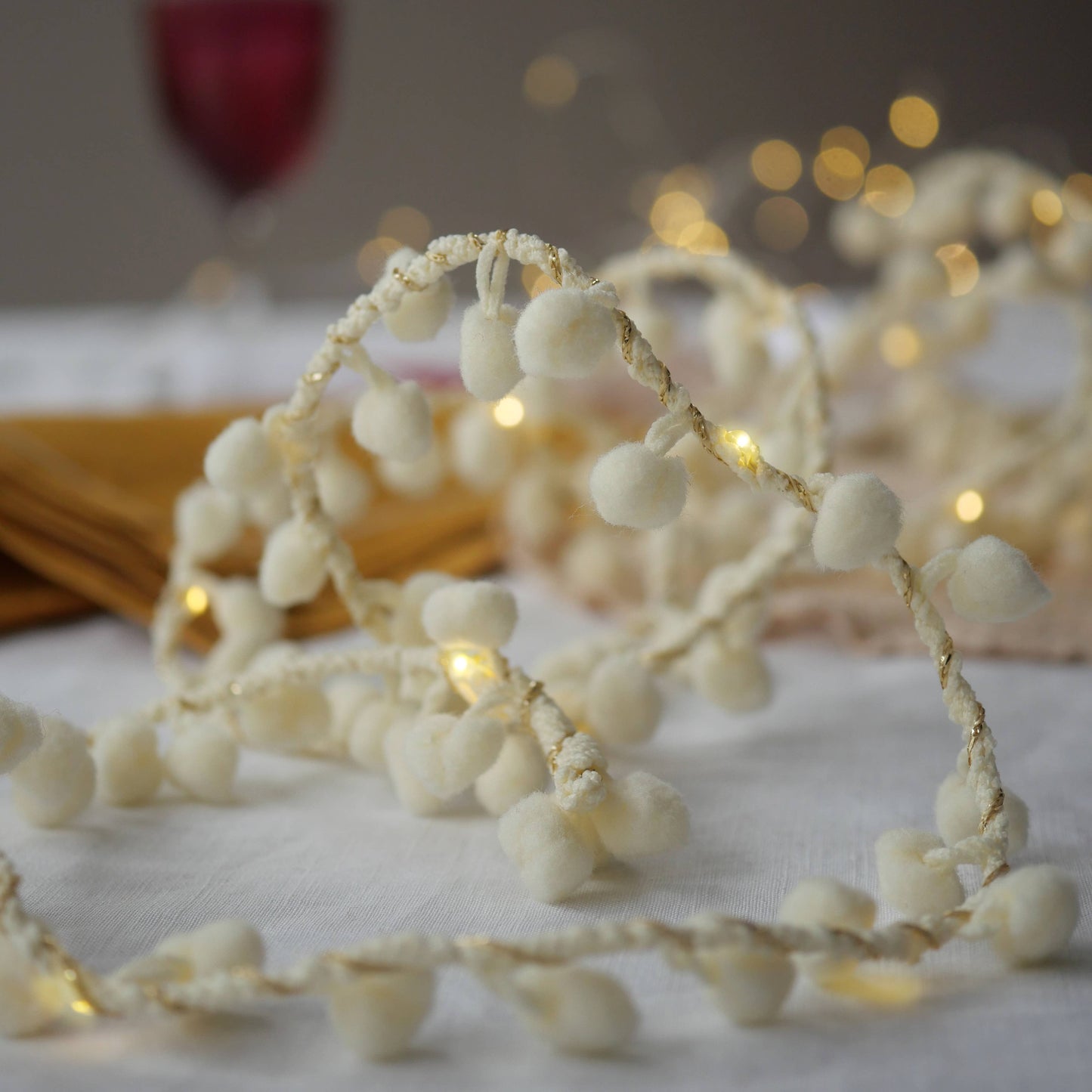 Handmade Pom Pom Fairy Lights- Soft White