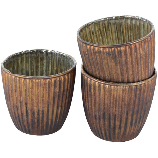 Ribbed Beaker Votive ~ Old Gold (Large)