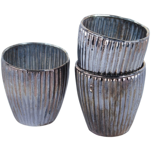 Ribbed Beaker Votive ~ Antique Silver (Small)