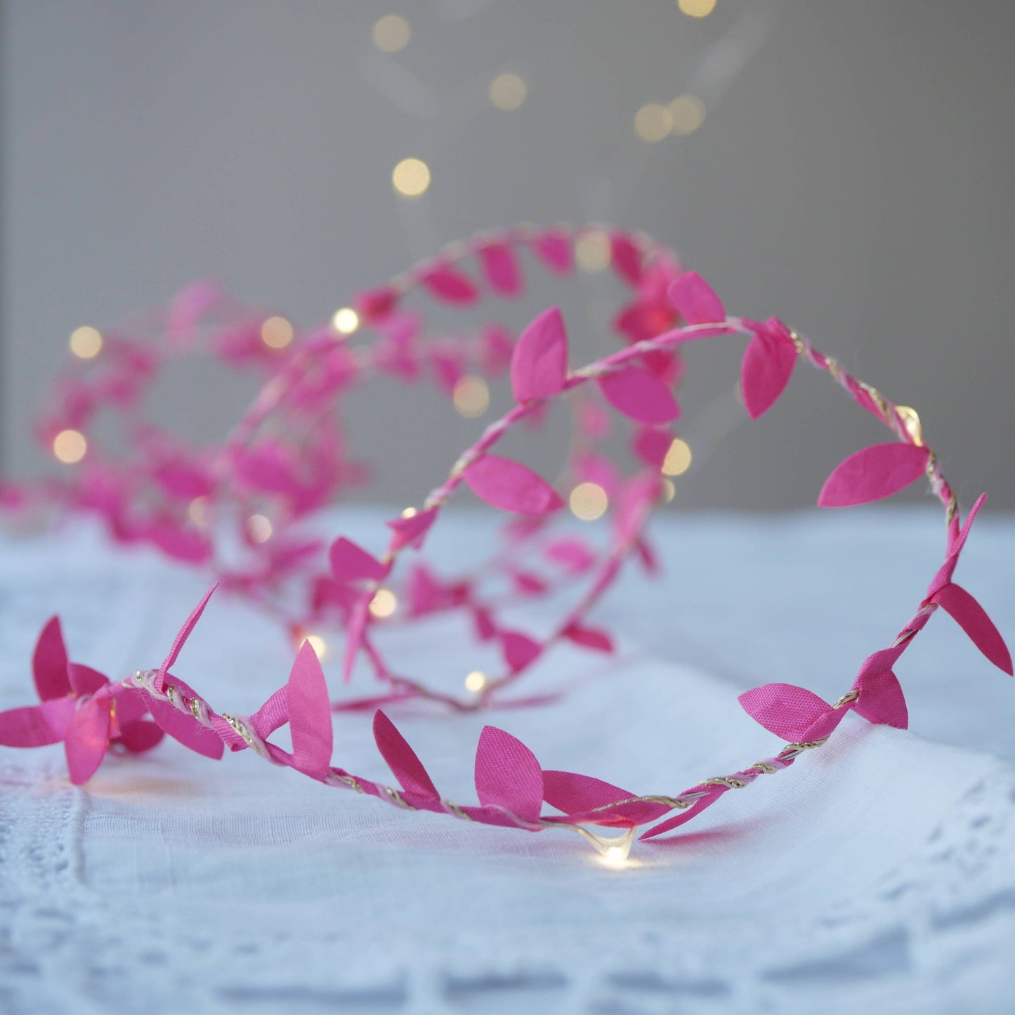 Handmade Leaf Fairy Lights - Pink
